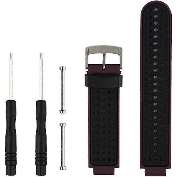 Udskiftnings Smart Armbåndsur Tilbehørsrem til Garmin Forerunner 220/230/235/620/630/735XT/235 Lite Plum-Black