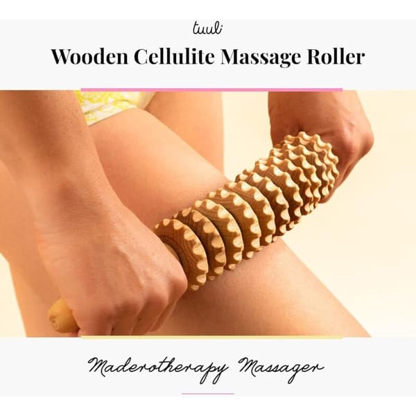 Anti-cellulite tilbehør Lårmassagerulle Maderoterapi enhed Træ 41 cm