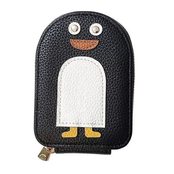Söpöt pingviinit PU luottokorttikolikot Lompakko Suuri kapasiteetti Kannettava kolikkokukkaro naisille tytöille Black
