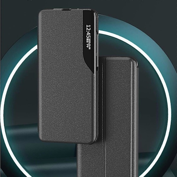 For Samsung Galaxy S24 Magnetisk Flip-deksel, Ultratynt PU-lærdeksel med Klar Visningssidevindu Støtte Shockproof Beskyttelsesdeksel red S24