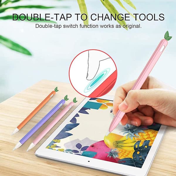 Fodral Söt Frukt Design Silikon Mjukt Skyddsskal Kompatibelt Med Apple Pencil 2:a Generationen Persika
