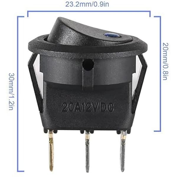 12V DC 12V 20A 3-pins SPST Låsende Rund Vippebryter, 10 Stykker, 5 Farger, for Bil, Lastebil, Båt