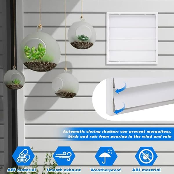 Ventilationsrist - 1 enhed - Hvid ABS - Tilbageløbsventil - Badeværelse Køkken - 175x175mm