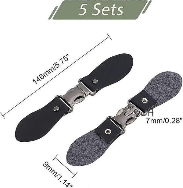 5 Set Sy Fast Toggle-förslutningar, Svarta Metall Läderkappa Spänne Fästen, Sy Tryckknappar Toggle-knappar, Kappor Spänne Klämmor