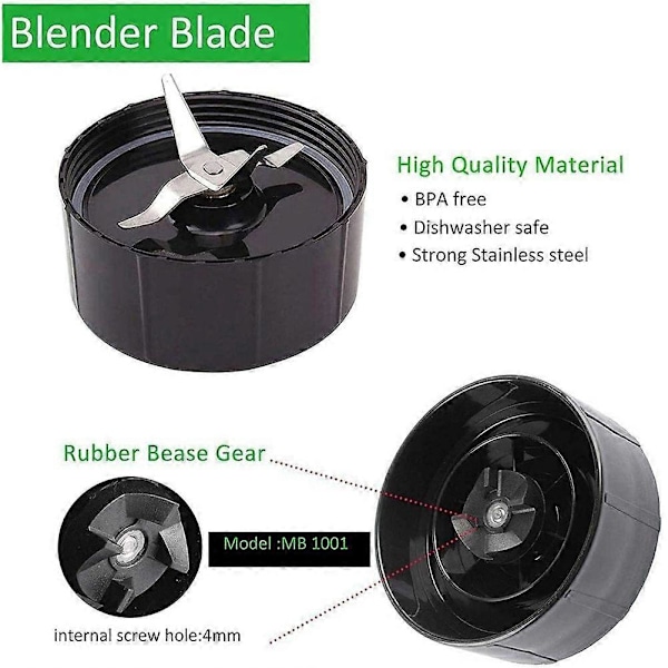 Ersättningsblad + 16Oz Kopp Set för , Ersättningsdelar Kompatibla med 250W MB1001 Blender