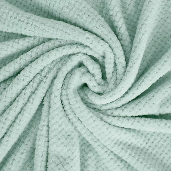 Flanellpläd, 127x178 CM Mjuka Soffplädar, Våffelfleeceplädar för Soffa, Mintgrön Filt