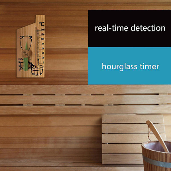 2 i 1 Sauna Termometer Sandur Timeglas Træ Termometer Temp Måler