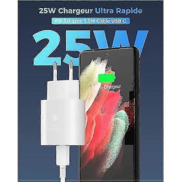 25W Snabb Usb C Laddare För Samsung Galaxy A13 5G A33 A53, A34 A54 A14 A52 A72, S23 S22 S21 Ultra S21