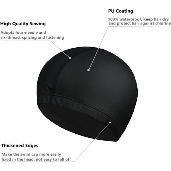 Pakke Unisex Badehuer PU Vanntett Stoff Elastisk Badehette for Voksne