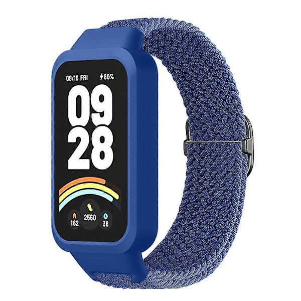 Til Xiaomi Smart Band 9 Active Redmi Band 3 Vævet Nylon Rem Snap-On Etui Urrem - Blå Multicolor Blue