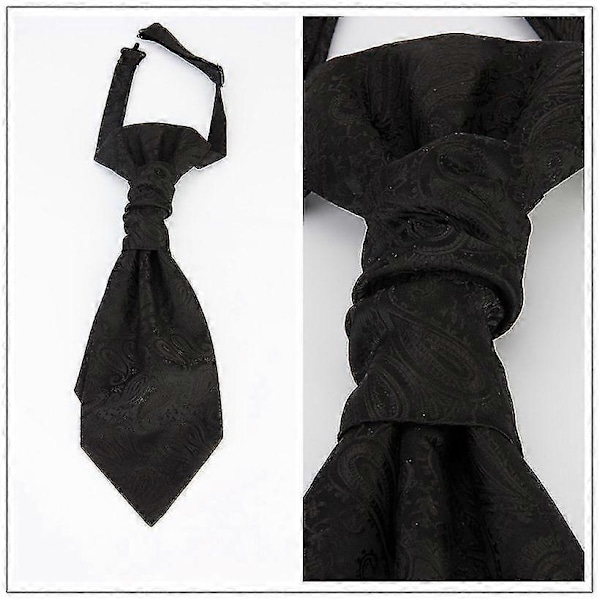 Herrar Ascot Slips Bröllop | Män Formell Ascot Slips | Satin Bröllop Cravat | Satin Kostym Väst Slips - Slipsar Black