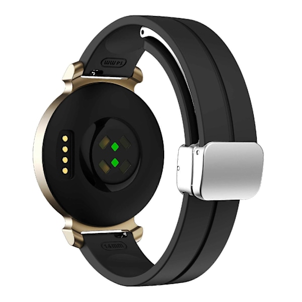 Silikonarmband för Garmin Lily 2 med Magnetisk Vikbar Spänne Black Silver Buckle