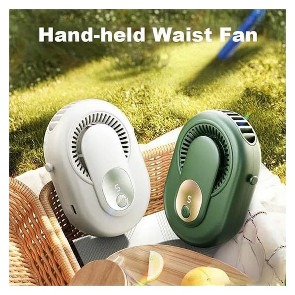 Bærbar ventilator, ventilator i bærbar størrelse, halsophængt ventilator, velegnet til udendørs brug, camping (hvid)