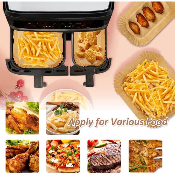 Airfryer bagepapir til Philips Double Basket 3000-serien, Varmluftsfrituregryde bagepapir til Tefal Easy Fry EY901810 EY905D 5.2/3.1 L, Cecotec