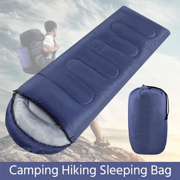 1 st Sovsäck för Vuxna, Enkelsängs Sovsäck för 3 Säsonger Lätt Camping Vandring Navy Blue