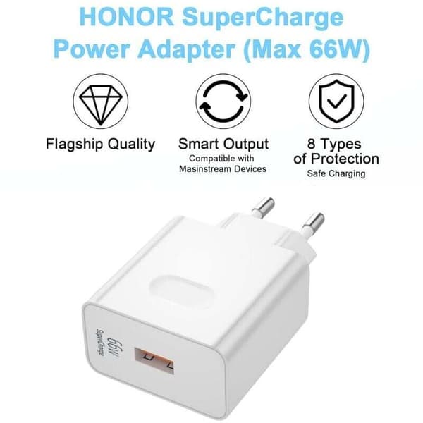 66W Supercharge hurtiglader for Honor 200 Lite, 90 Lite, Magic6 Lite, 66W med USB-C 6A-kabel (1m) for Honor Magic6, 6Pro, Magic7 Lite