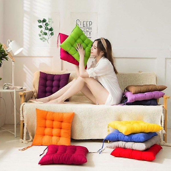 Fyrkantig Sittdyna Tjockare Stolskudde För Matplats Uteplats Hemmakontor Inomhus Utomhus Trädgård Soffa Sittdyna 40x40cm orange