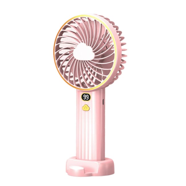 Bärbar Mini Handhållen Fläkt med Stor Kapacitet USB Uppladdningsbar växel vit laddning FP Pink