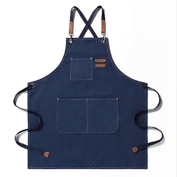 Kestävä Canvas Ristiselkäesiliina 3 Taskulla Miehille ja Naisille blue