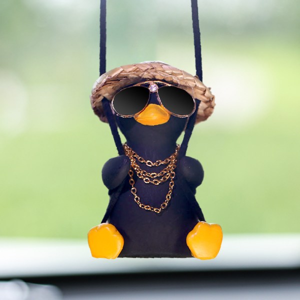 Swing anka bil hänge bil backspegel anka hänge bil hänge bil bil interiör tillbehör Rich duck (black)