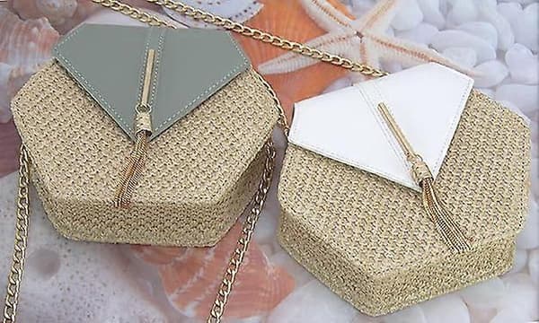 Dam Crossbody Väska Söt Halm Axelväska