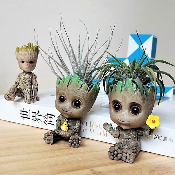 Työpöydän koriste-esine Groot kukkaruukut Koti Puutarha Ruukut Istutuslaatikot Mini Tree Man hahmo Auton riipus Lasten lahjat 3