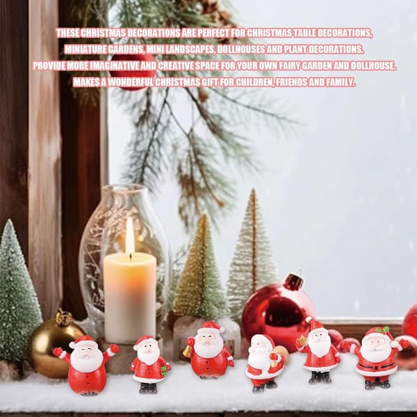 Julemands Mini Julepynt Jule Miniature Pynt Sæt Søde Harpiks Julemandsfigurer Mikro Landskabspynt Borddekoration 2