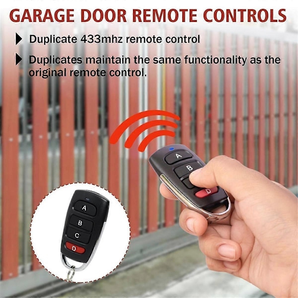 4-pack Universella Fjärrkontroller för Garageport, 433 MHz, Klonfjärrkontroll för Grindar och Garage, Handhållen Sändare