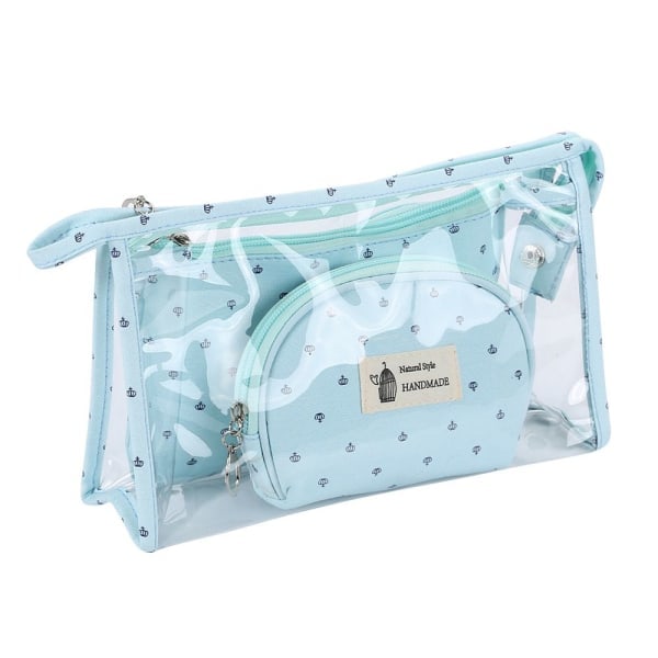 PVC Kosmetikpose Tryk Makeup Pouch BLÅ blå blue