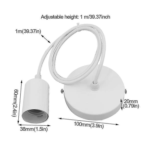 E27 Hotel Studie Pendel Lampefatning Industrielt Design Lampeholder Med 1m Kabel White