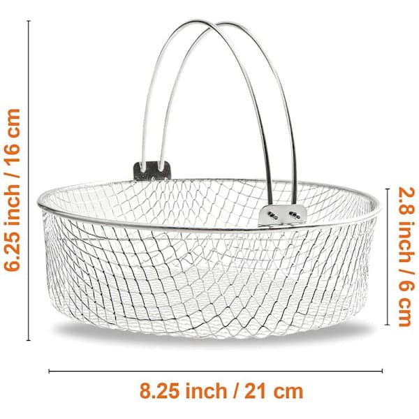 Airfryer kurv, dampkurv, 304 rustfrit stål kurv til airfryer, airfryer tilbehør 8 tommer kurv