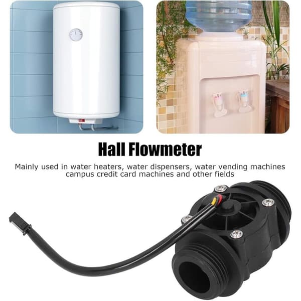 G1in væskestrømssensor, Hall-effekt, 1-60L/min vannstrømssensor for varmtvannsbereder, dispenser, kortleser, DC3-24V