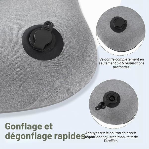 Oppblåsbar pute - 1 enhet - Polyester og bomull - Ergonomisk og justerbar - Reise Camping Fotturer