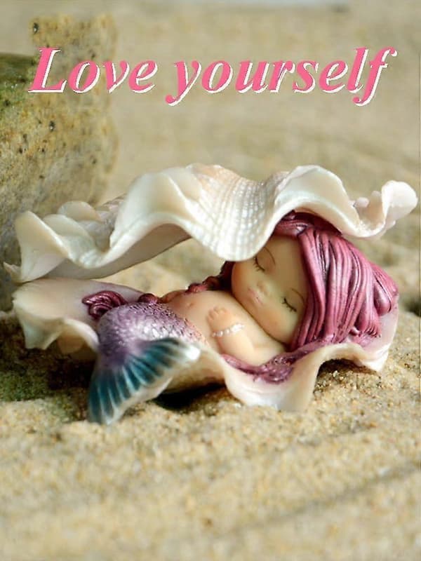 Miniature Havefe Mermaide Fe Statuer - Drømmehavfrue Dream Mermaid in Shell