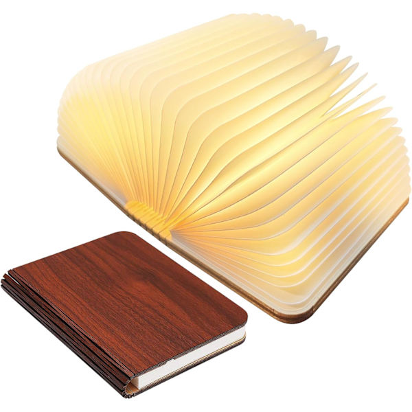 Vikbar LED Boklampa i Trä, Uppladdningsbar Boklampa för Hushållsartiklar