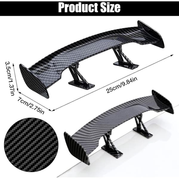 2 stk. Mini Bilspoiler, GM Sort Mini Bil Bagvingespoiler, Universal Mini Bilspoiler uden boring
