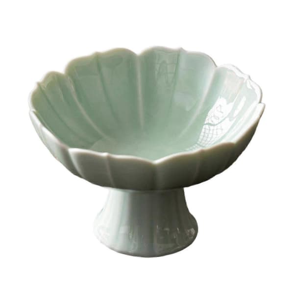 Keramisk fruktskål med fot, dessertställ för vardagsrum och matbord Light Green
