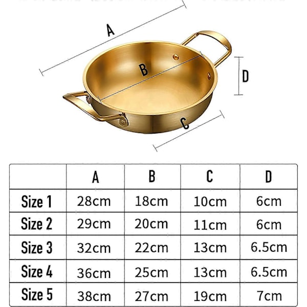 Paksu ruostumattomasta teräksestä valmistettu paellapannu (kulta, 18 cm), espanjalainen mereneläväpata, litteäpohjainen pannu, suuri