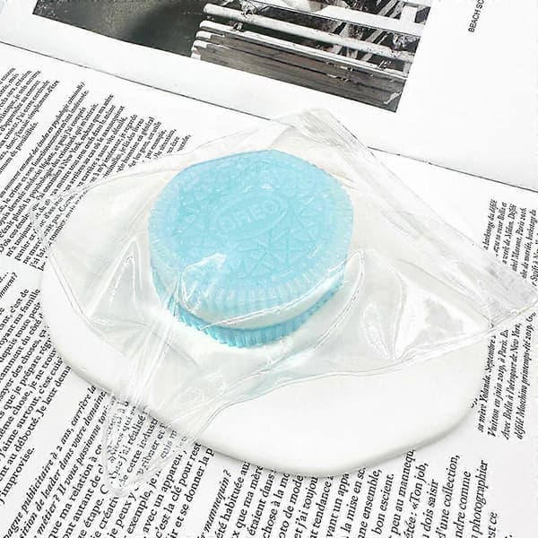 Ny rosa cookie squishy, kjeks stressavlastningsleke, klype sandwich simuleringsleke Blue