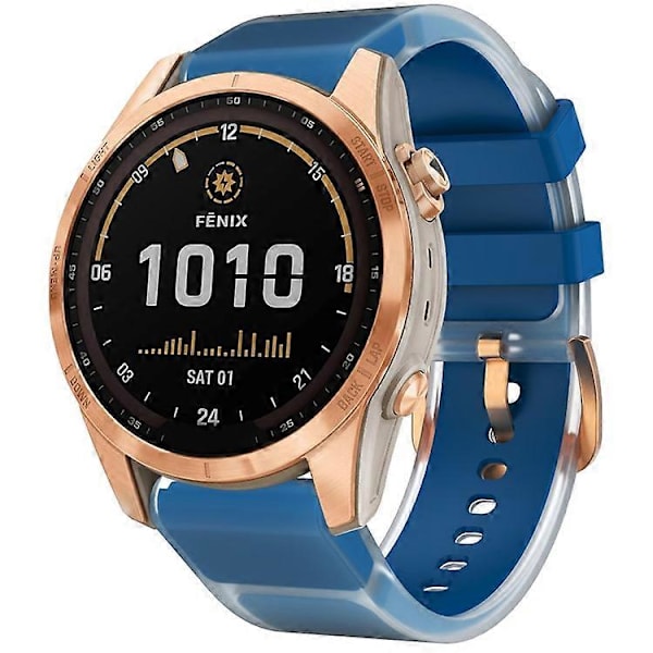 Kompatibel med Garmin Fenix 7S QuickFit 20mm Transparent Design Klockarmband Justerbart Silikonband DarkBlue