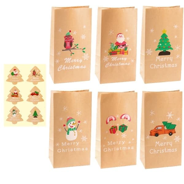 6 st kraftpapperspåsar Julklapp God Jul papperspåse