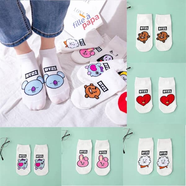 KPOP BT21 BTS Söpöt lyhyet sukat - korkea laatu