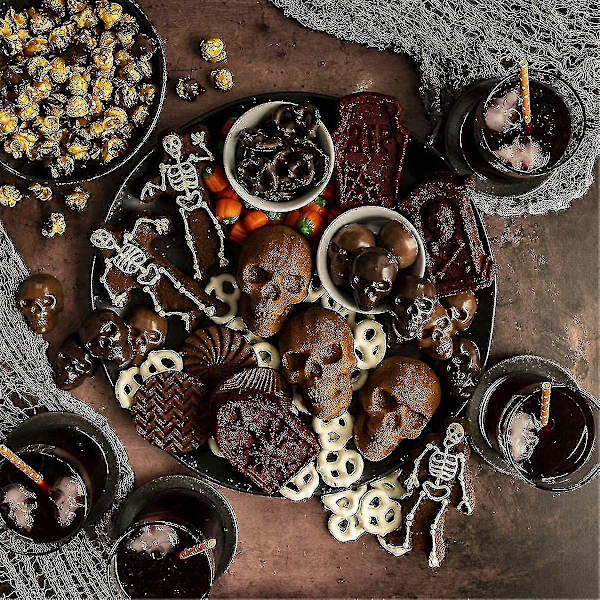 Ware Halloween Bageudstyr, Haunted Skull Cakelet Pande, Bronze-yujia