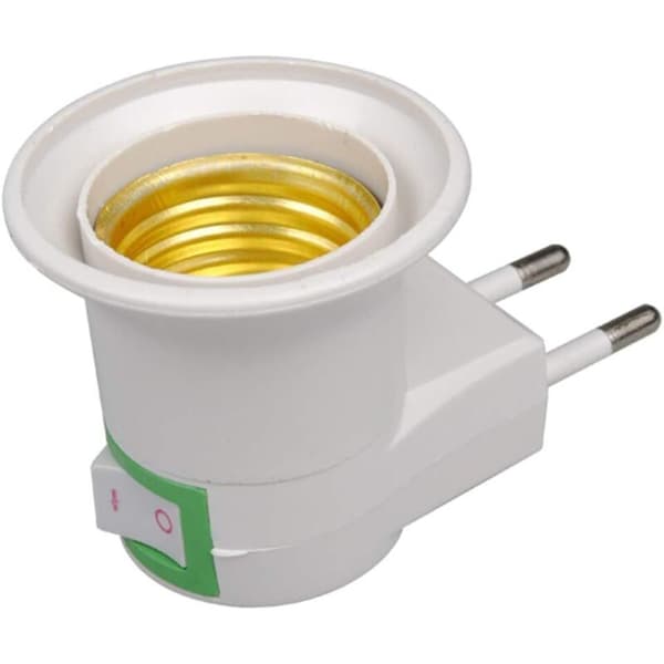 E27 LED-lampe han EU-stik type adapterkonverter til pæreholder med ON/OFF-knap 1 stk.