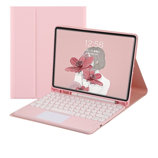 Lämplig för Samsung Tab A9 x200 cover S9+ rund cap S6lite touch-tangentbord X900 skal Pink + pink keyboard bottom Samsung Tab A7 10.4 T500/T505