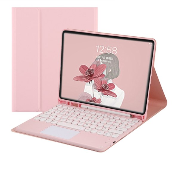 Lämplig för Samsung Tab A9 x200 cover S9+ rund cap S6lite touch-tangentbord X900 skal Pink + pink keyboard bottom Samsung Tab A9-8.7 inches