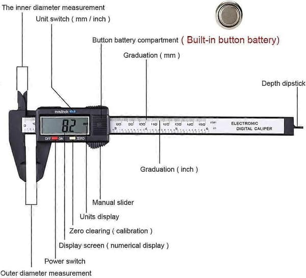 6-tums/150 mm LCD digital bromsok elektronisk vernier mikrometer mätverktyg