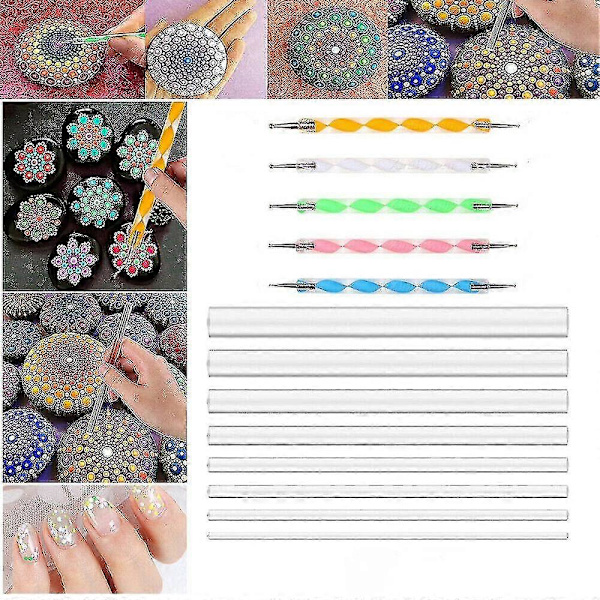 13 st Mandala Dotting Tool Målnings Rock Dot Kit Stenmålningspenna