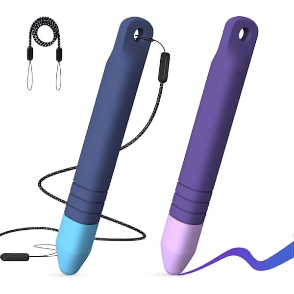 2-pakning Barnevennlige Styluspenner for Berøringsskjermer med Fester, Anti-Rulle Tablet Stylus for iPad, iPhone, Nettbrett, Kindle