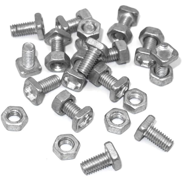 Förpackning med 50 växthusmuttrar och bultar i aluminium för växthuskonstruktion och reparation